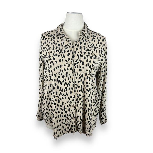 Chico's Tops - Chico's Animal Print Leopard Button Down Blouse Modal Size 3 US XL Career Wear